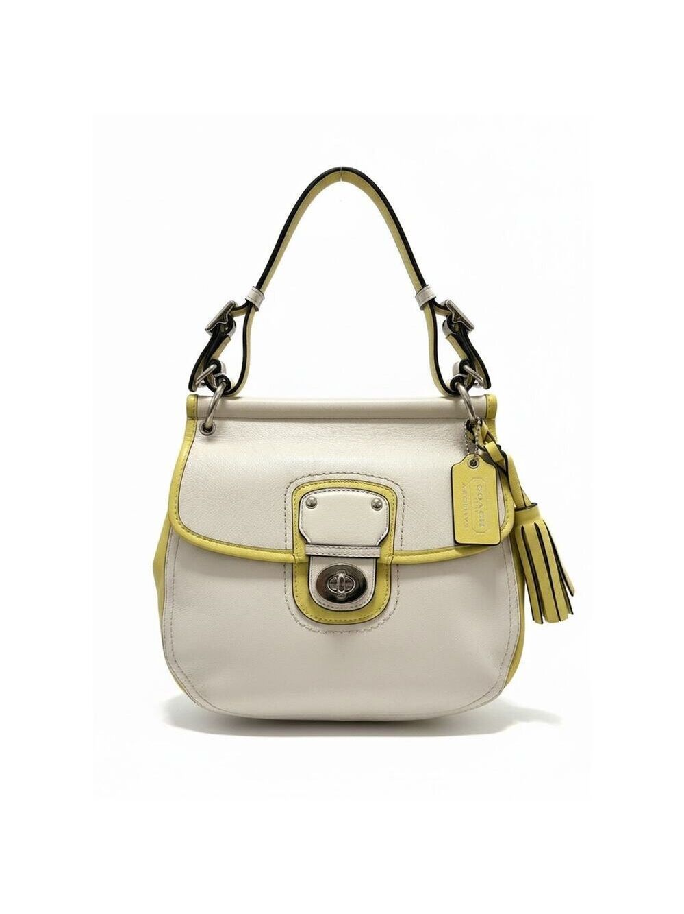 Coach Archival Off-White and Yellow Two Tone Legacy Willis Bag